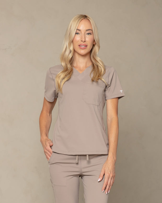 Women's Sand V-Neck Scrub Top