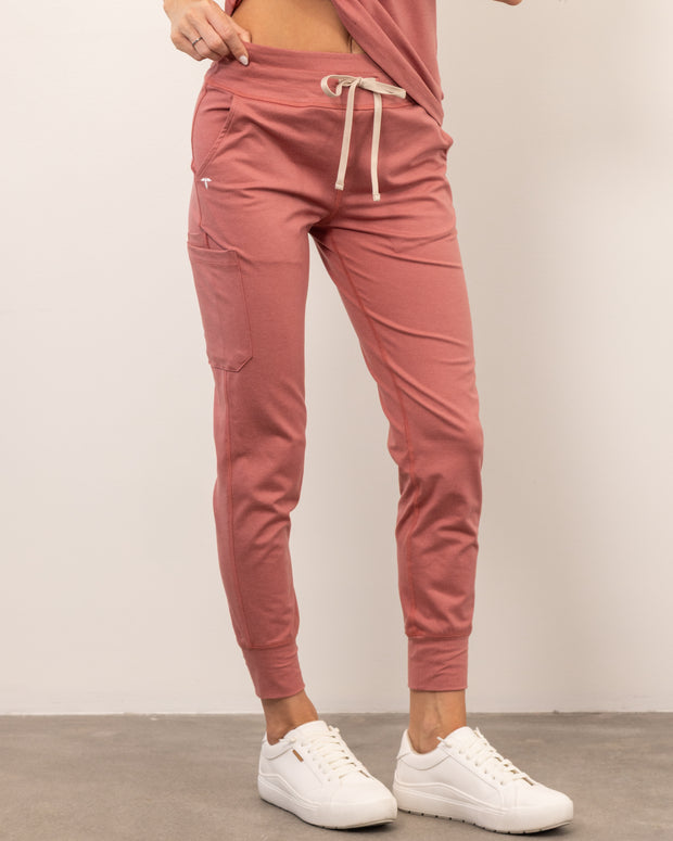 Women's Deep Coral Jogger Scrub Pant