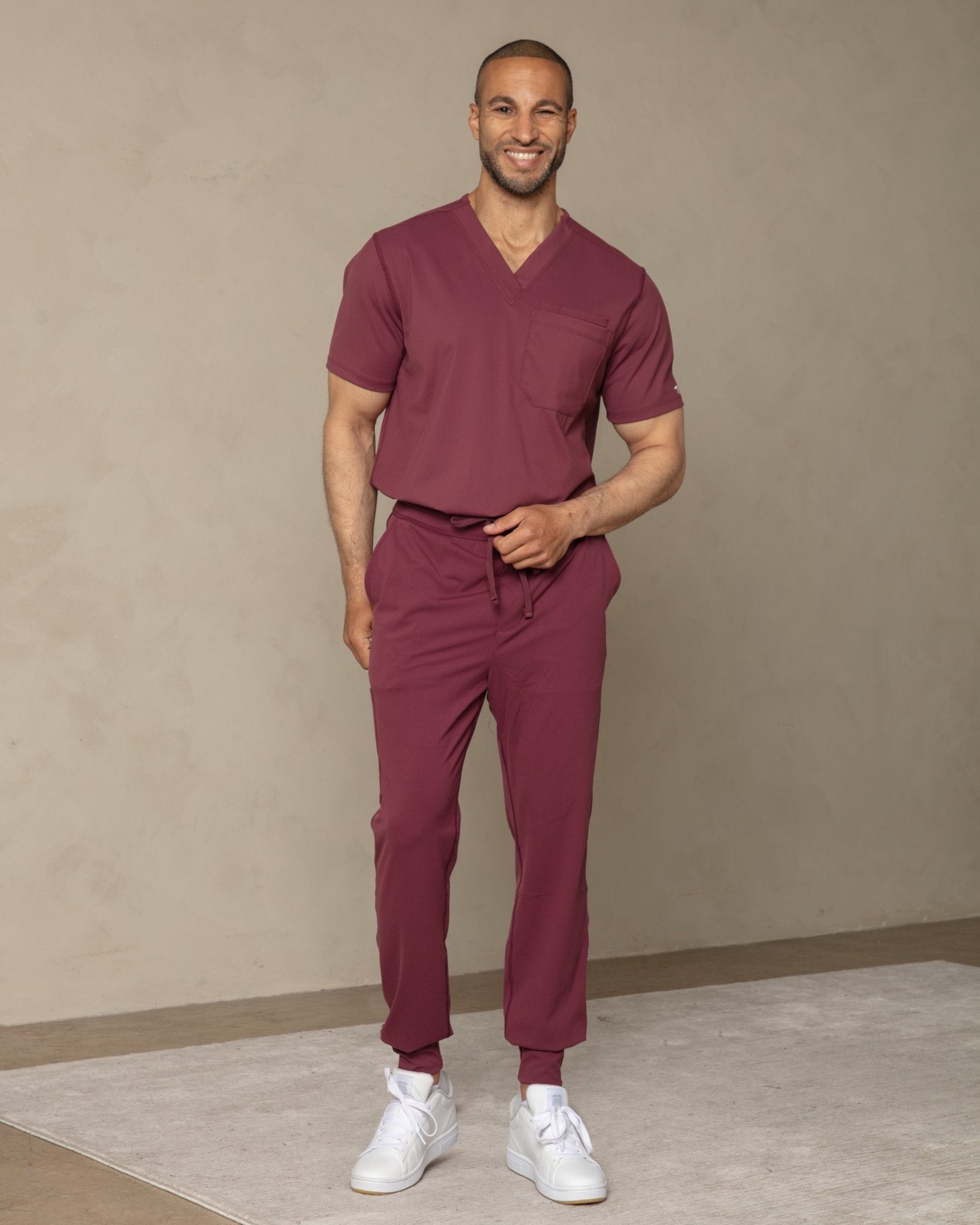 Men's Burgundy Jogger Scrub Pants - Shabbella