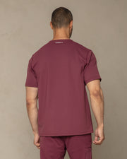 Men's Burgundy V-Neck Scrub Top