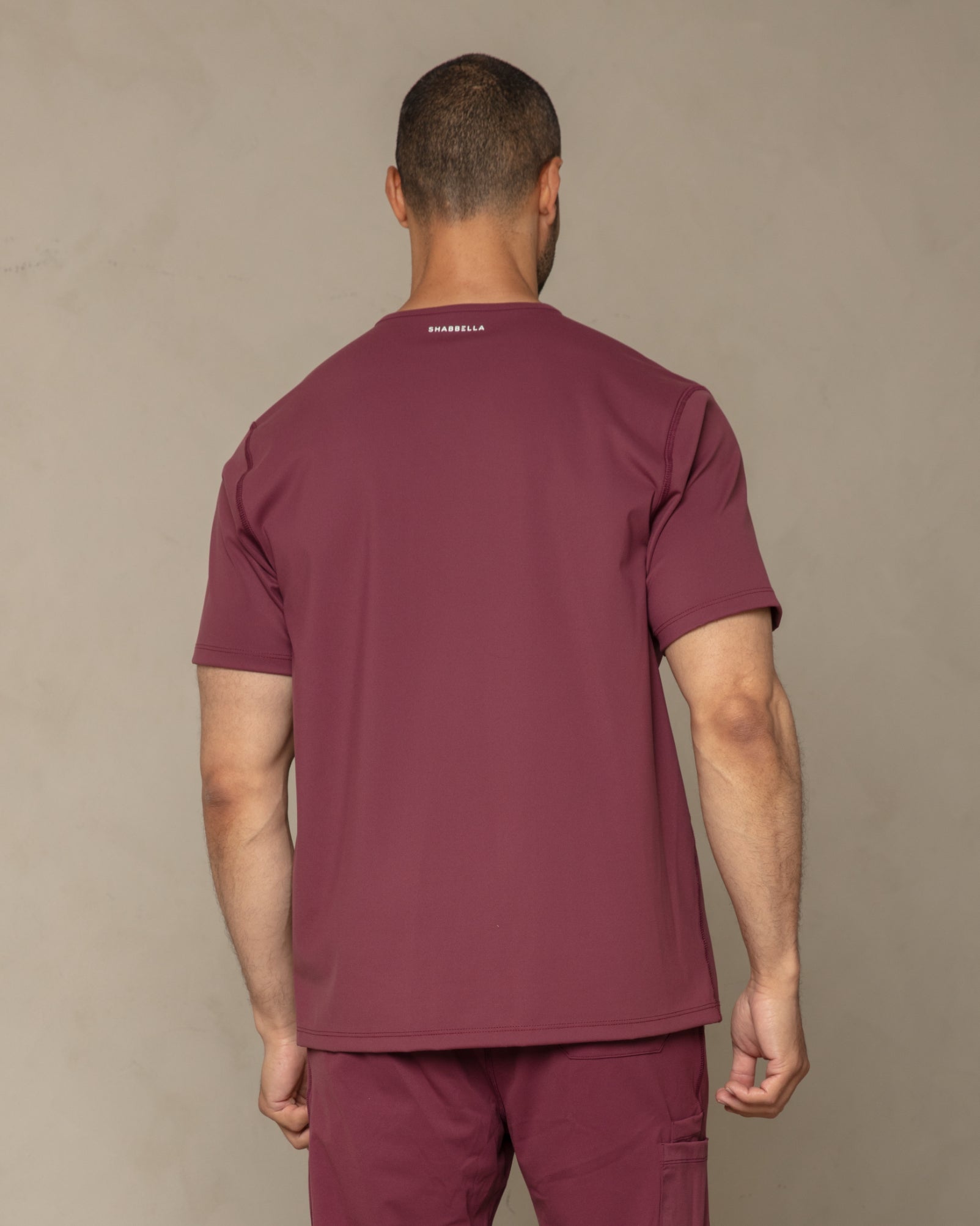 Men's Burgundy V - Neck Scrub Top - Shabbella