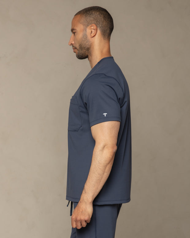 Men's Navy V-Neck Scrub Top