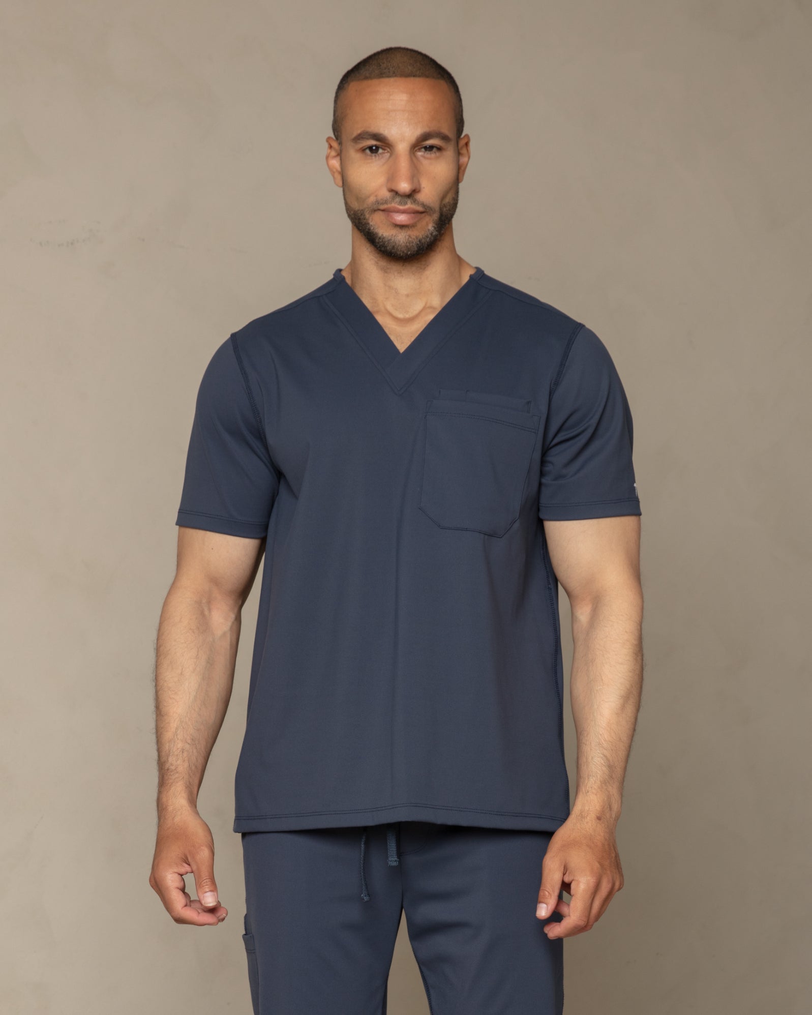 Men's Navy V - Neck Scrub Top - Shabbella