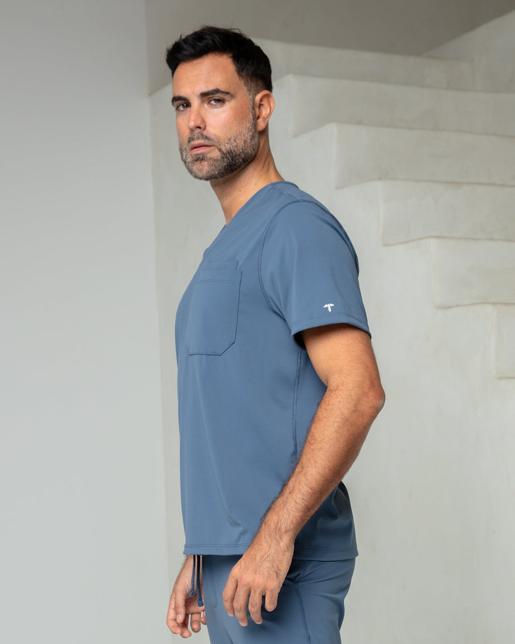 Men's Ocean Blue V - Neck Scrub Top - Shabbella