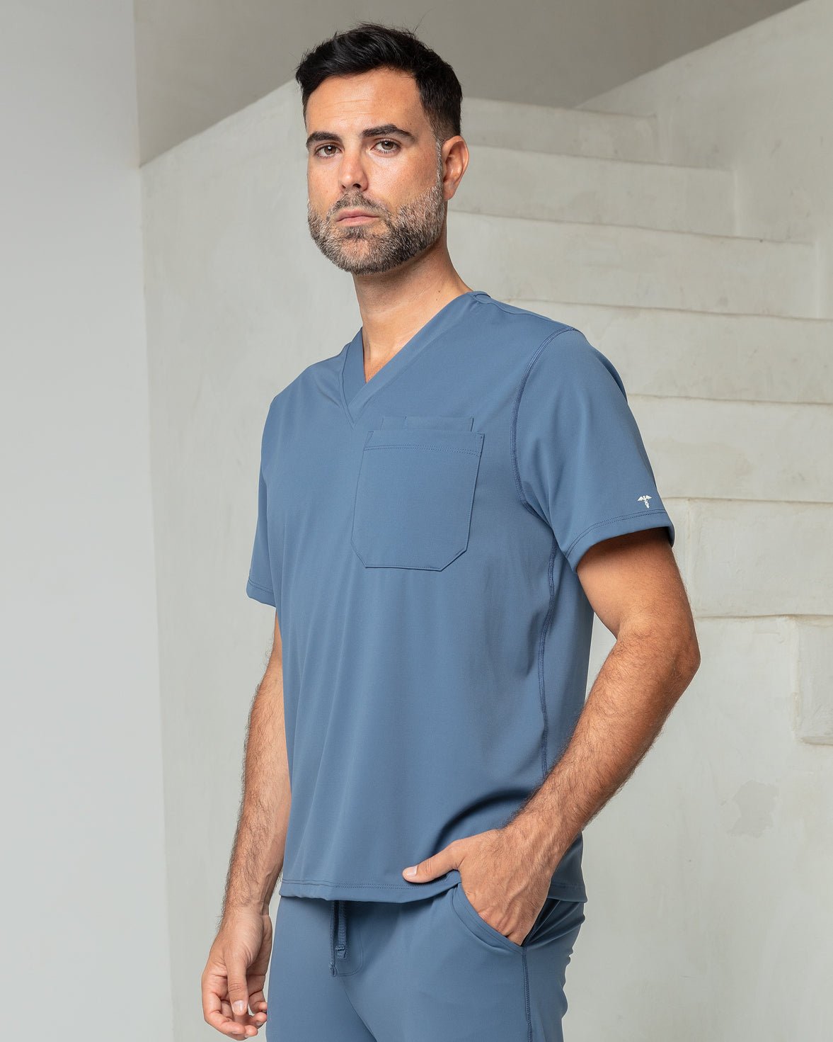 Men's Ocean Blue V - Neck Scrub Top - Shabbella