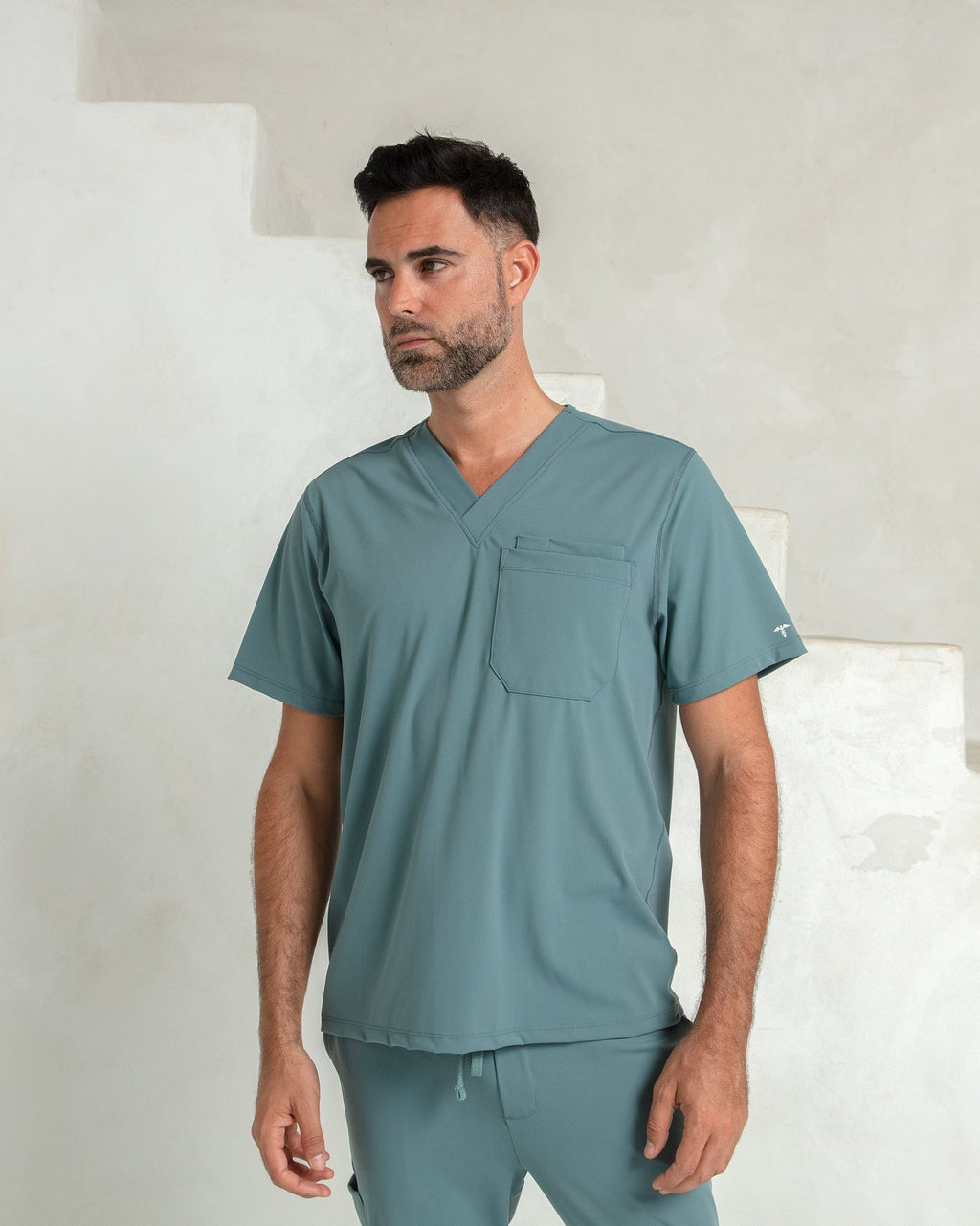 Men's Surf Green V - Neck Scrub Top - Shabbella