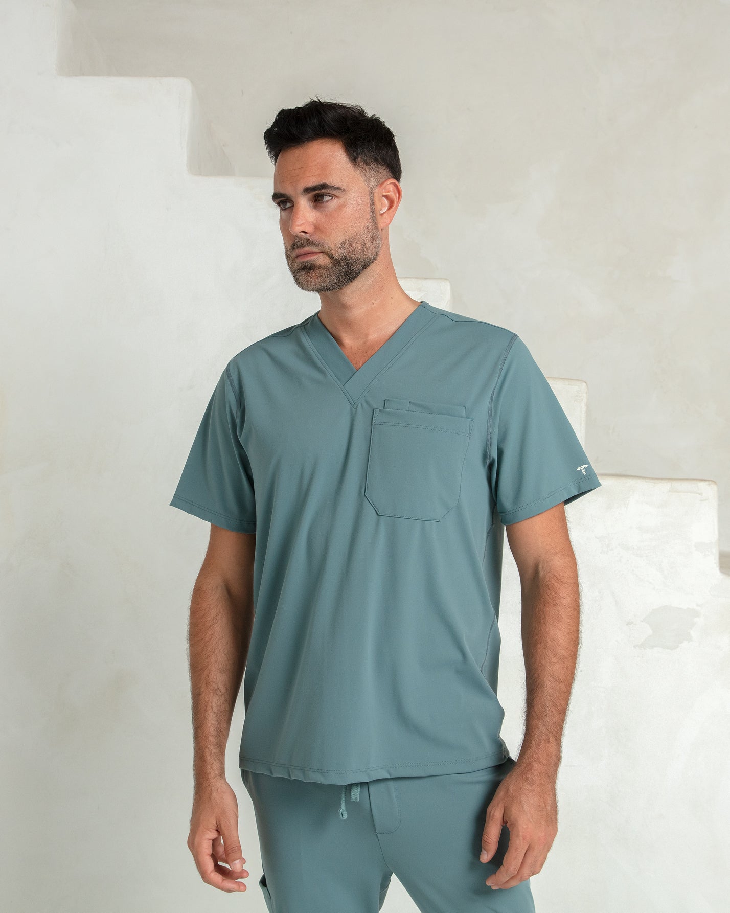 Men's Surf Green V - Neck Scrub Top - Shabbella