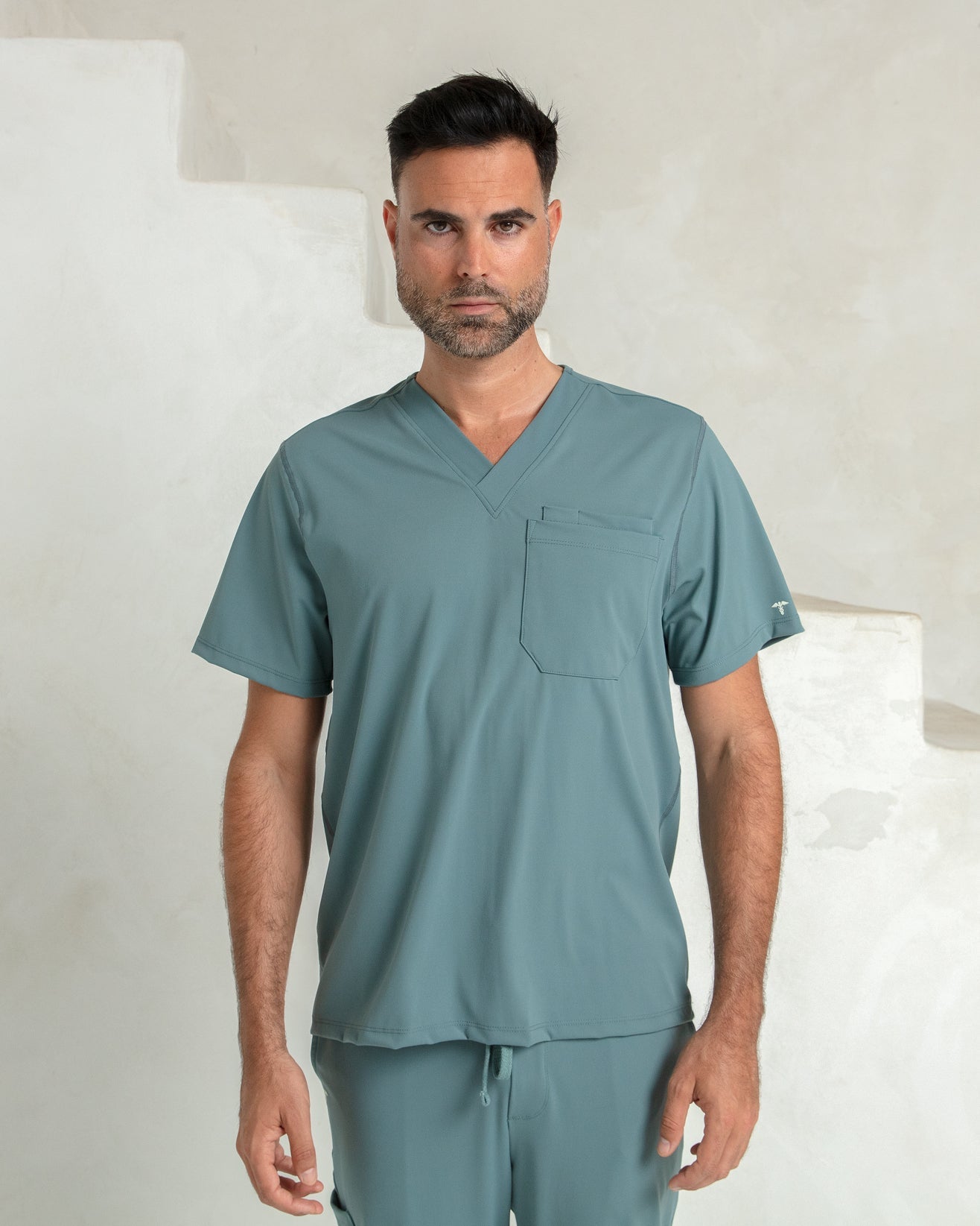 Men's Surf Green V - Neck Scrub Top - Shabbella