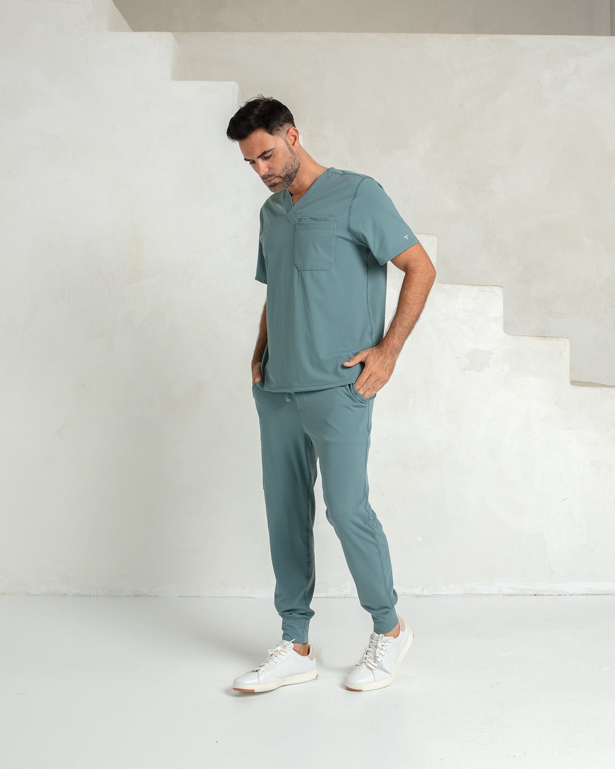 Men's Surf Green V - Neck Scrub Top - Shabbella