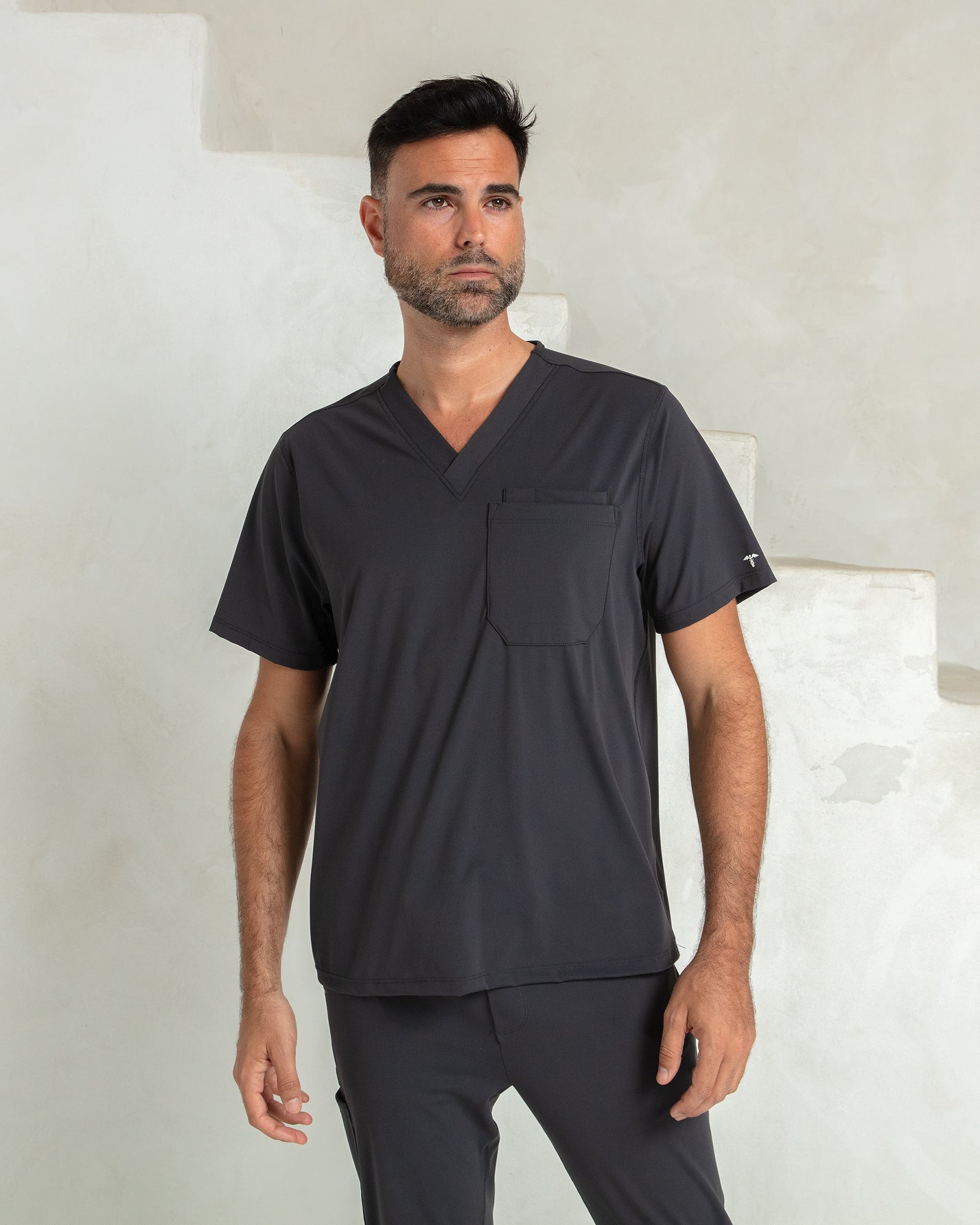 Men's Titanium V - Neck Scrub Top - Shabbella