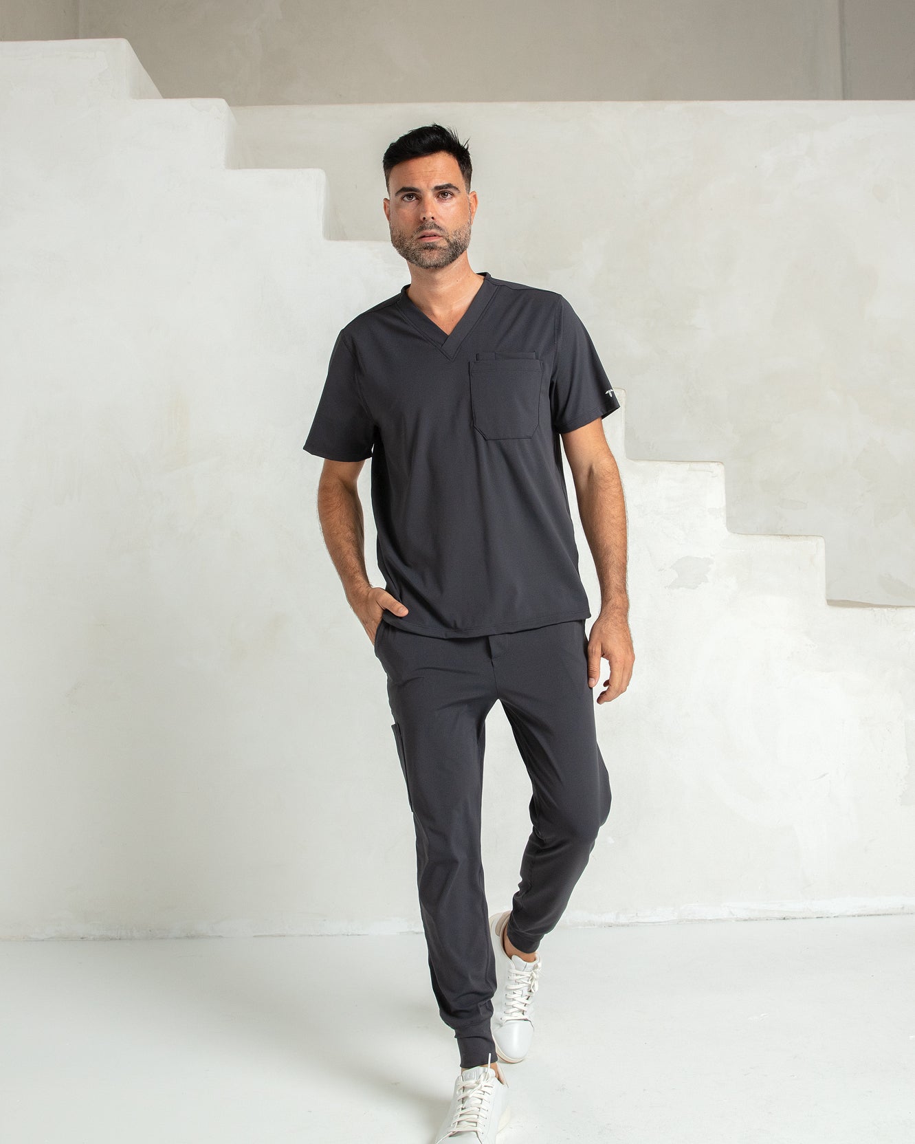 Men's Titanium V - Neck Scrub Top - Shabbella