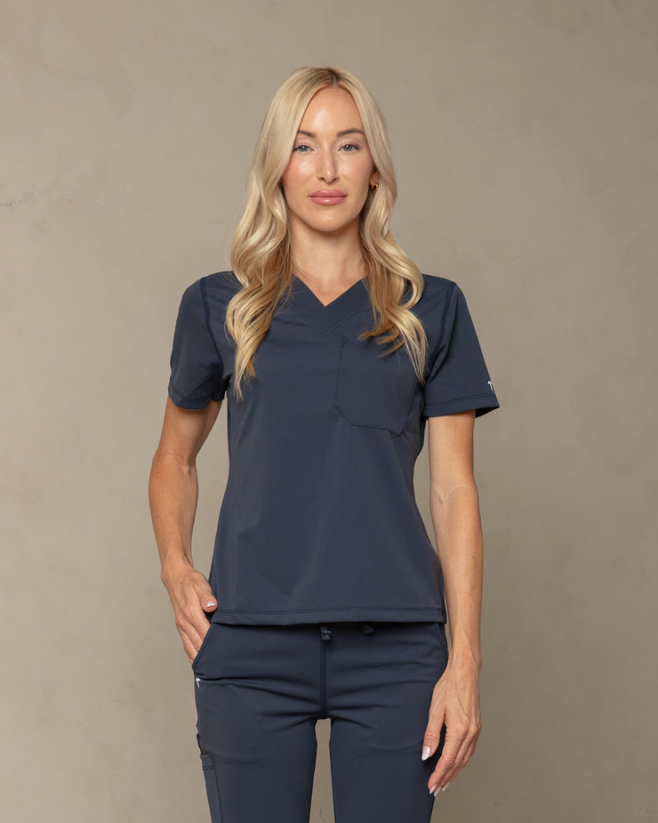 Women's Navy V-Neck Scrub Top