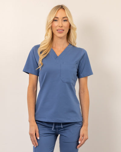 Women's Ocean Blue V-Neck Scrub Top