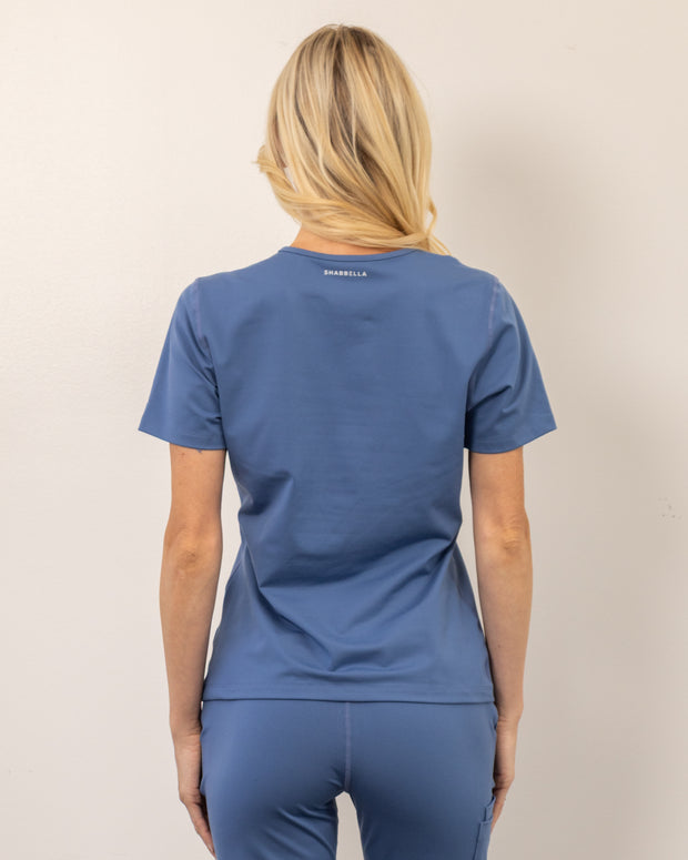 Women's Ocean Blue V-Neck Scrub Top