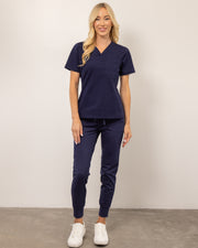 Women's True Navy V-Neck Scrub Top