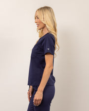 Women's True Navy V-Neck Scrub Top