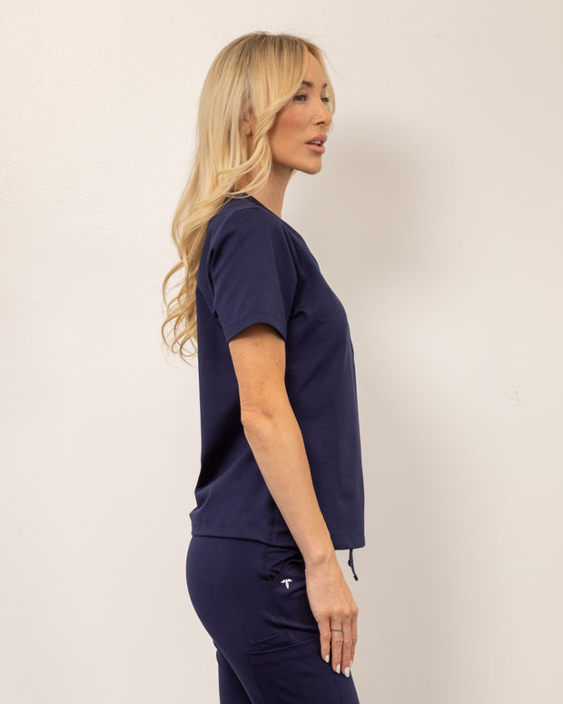 Women's True Navy V-Neck Scrub Top
