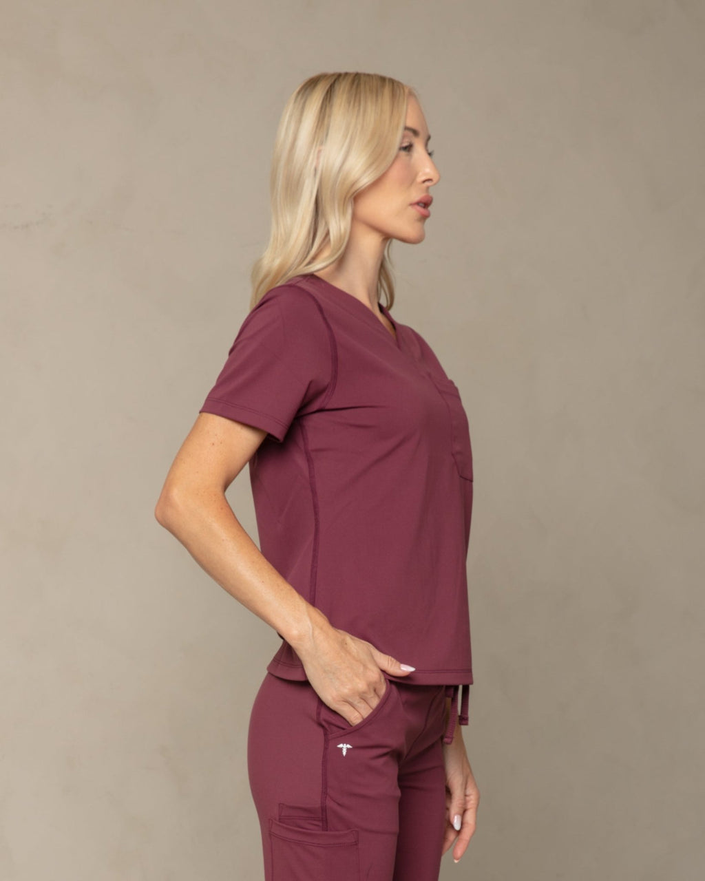 Women's Burgundy V - Neck Scrub Top - Shabbella
