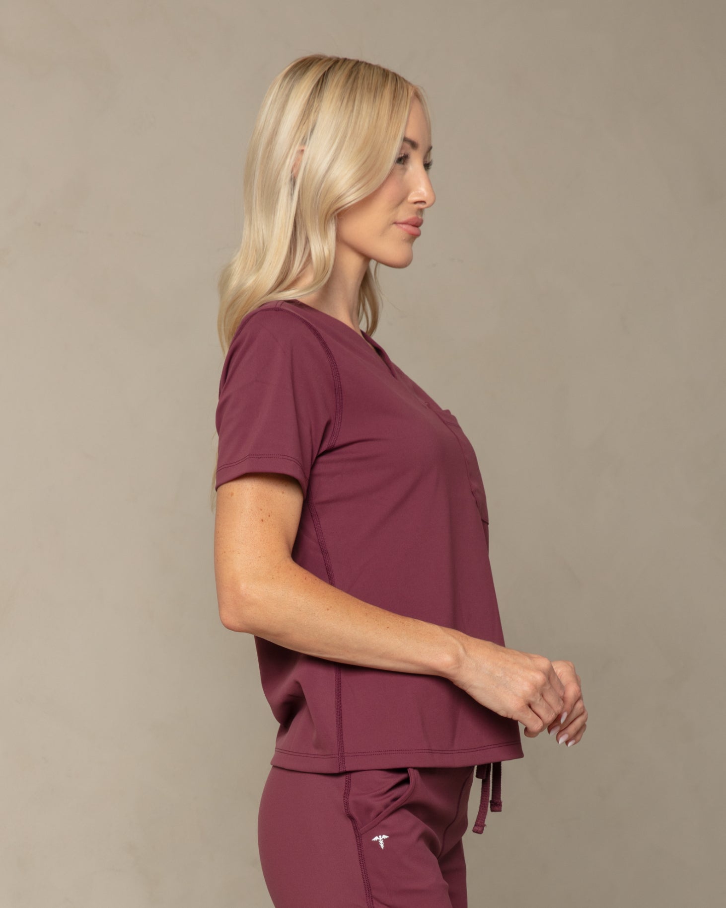Women's Burgundy V - Neck Scrub Top - Shabbella