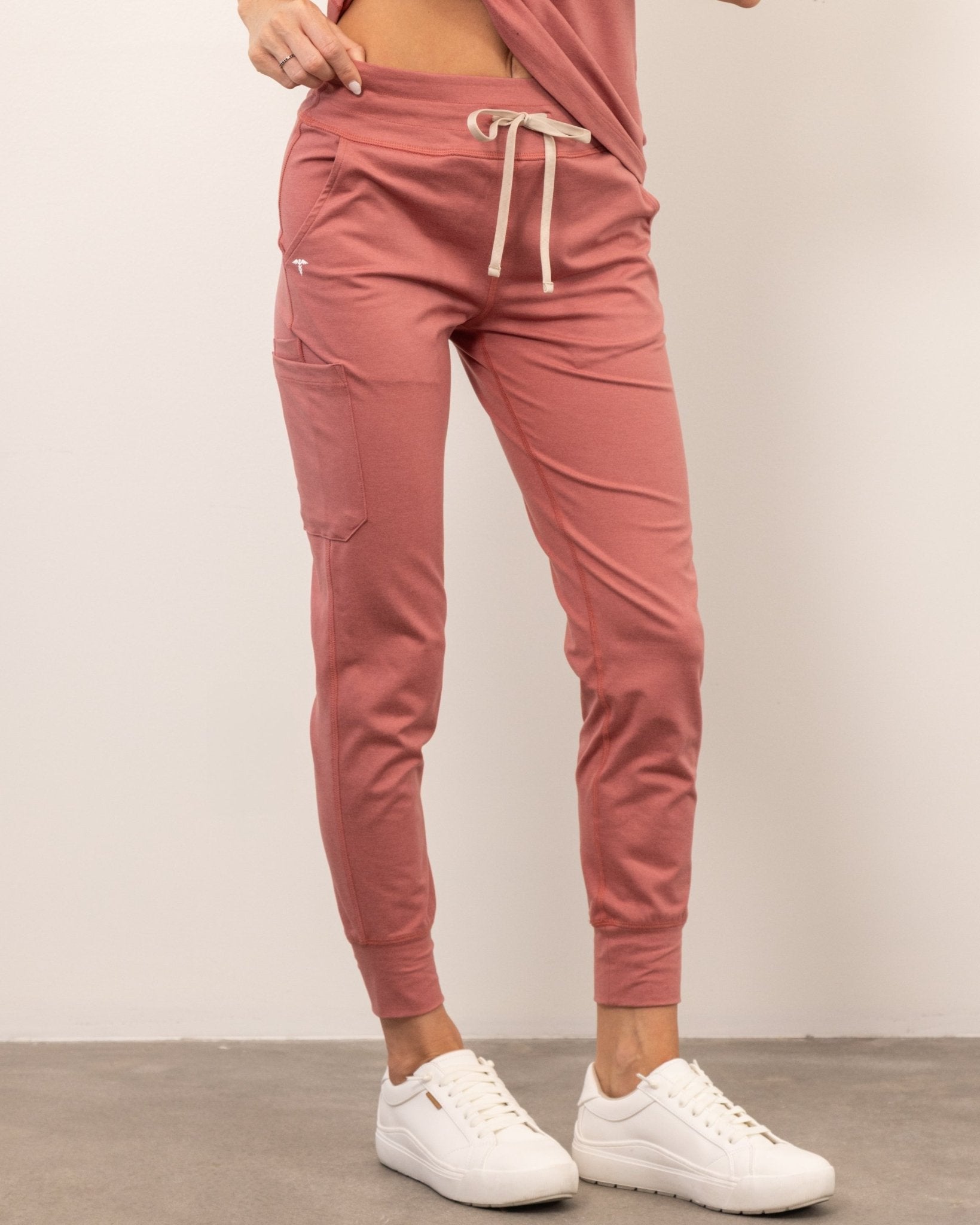 Women's Deep Coral Jogger Scrub Pant - Shabbella
