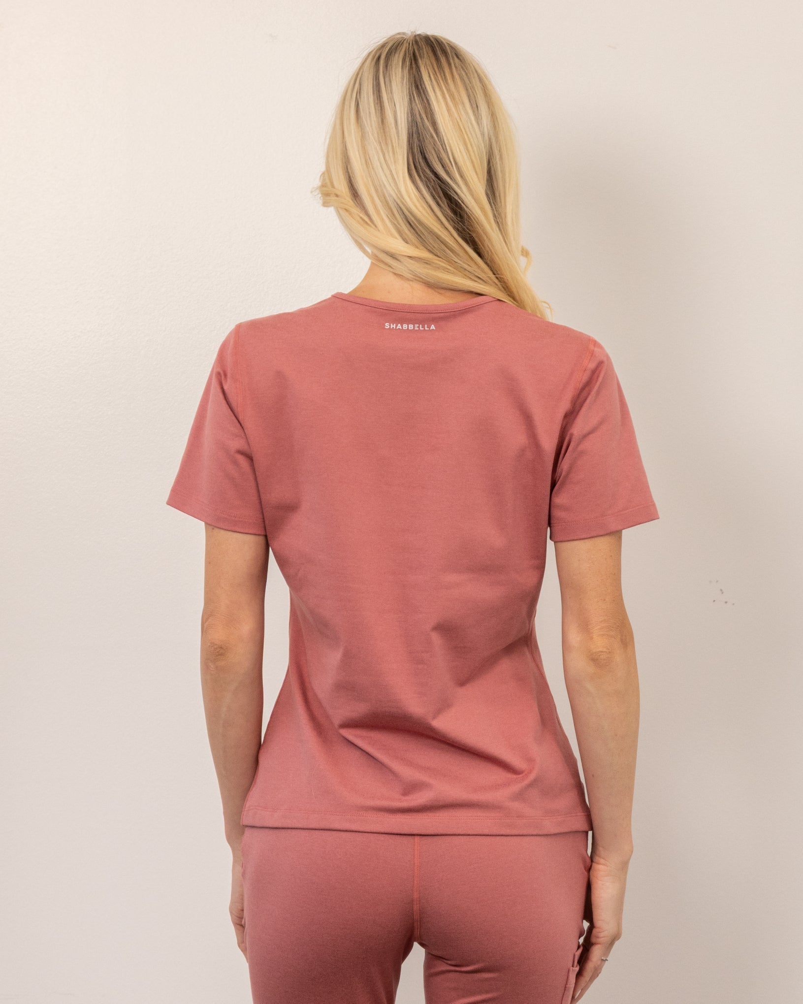 Women's Deep Coral V - Neck Scrub Top - Shabbella