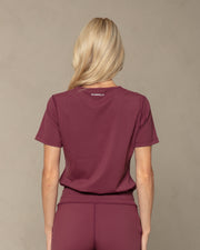 Women's Burgundy V-Neck Scrub Top