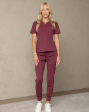 Women's Burgundy Jogger Scrub Pant