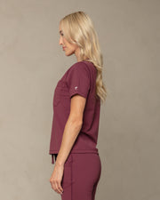 Women's Burgundy V-Neck Scrub Top