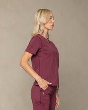 Women's Burgundy V-Neck Scrub Top