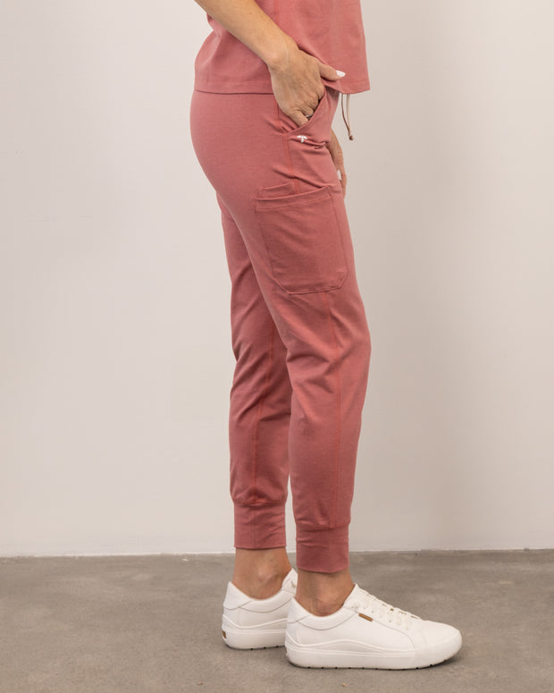 Women's Deep Coral Jogger Scrub Pant